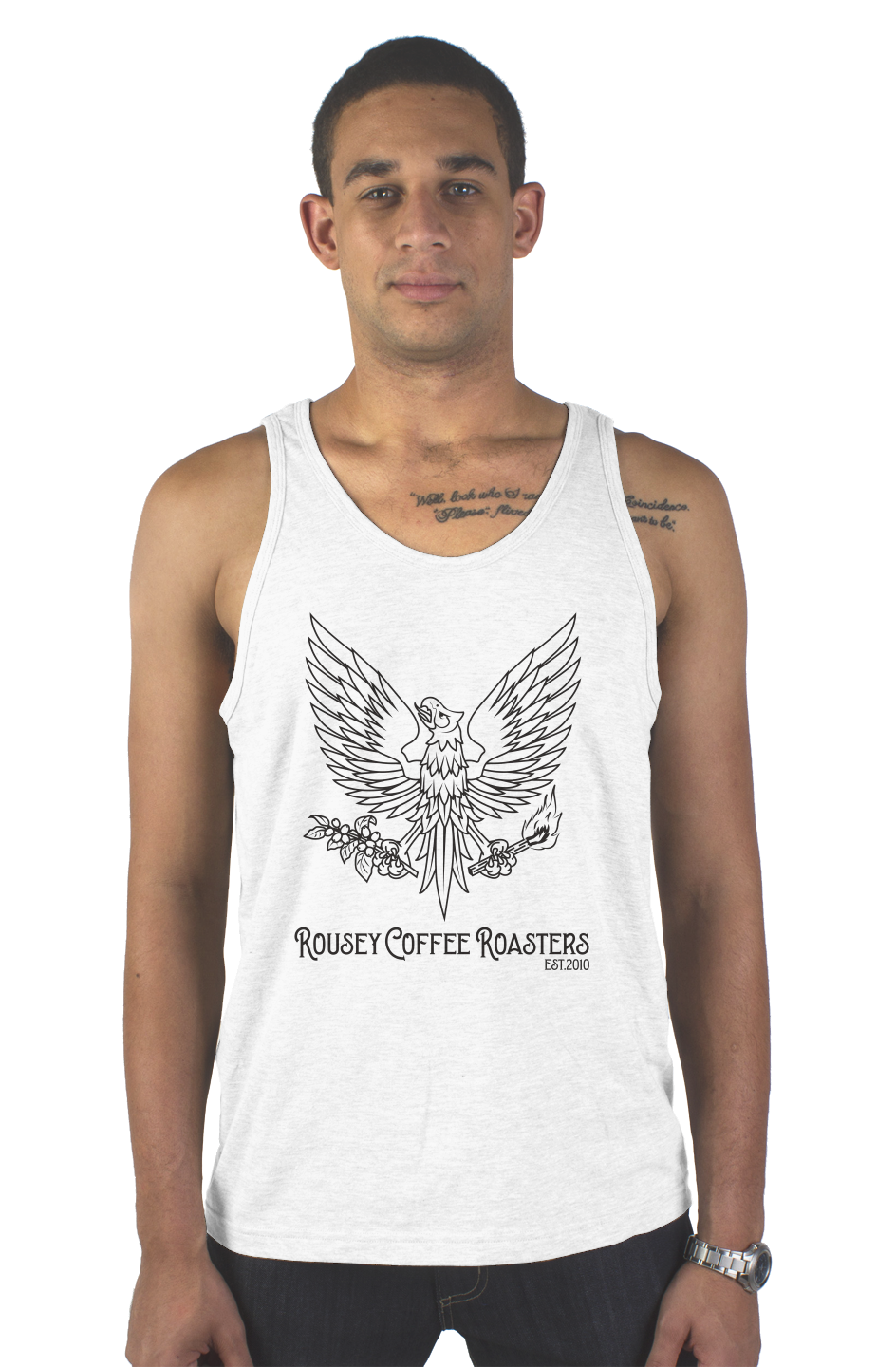 Rousey Coffee Roaster Tank (White)- 100% Cotton