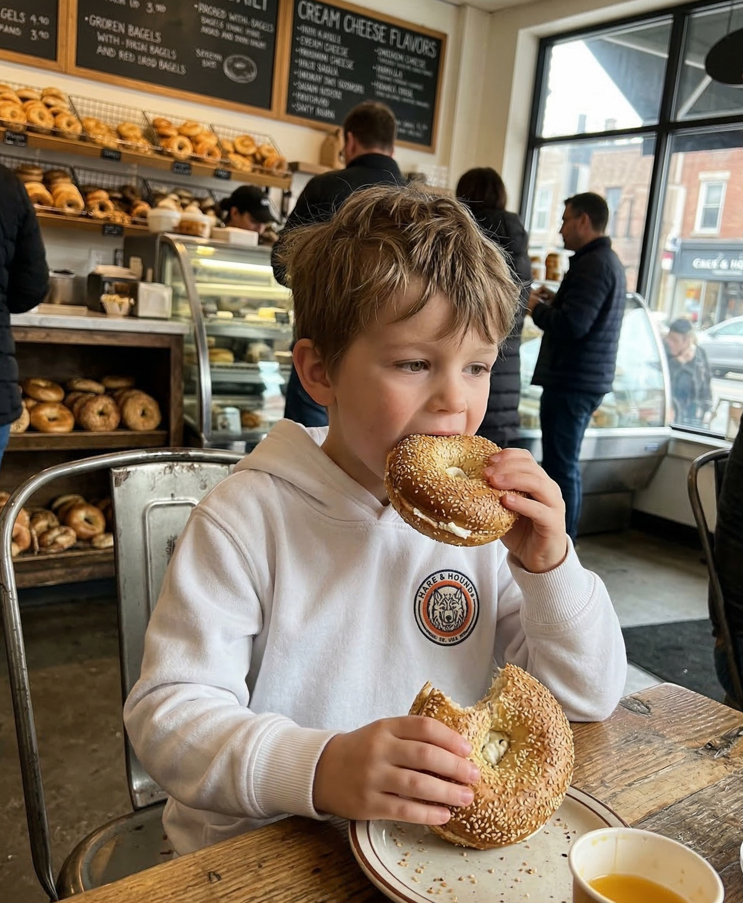 Bear's Bagels kids fleece pullover hoodie